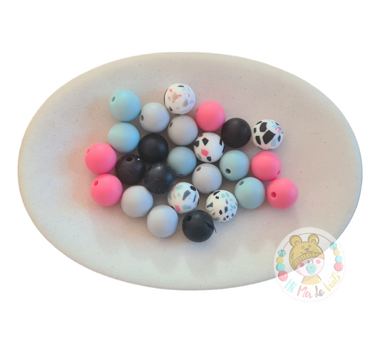 25 Pcs  12mm Silicone Bead Set