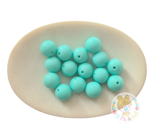 Light Turquoise 15mm Silicone Beads