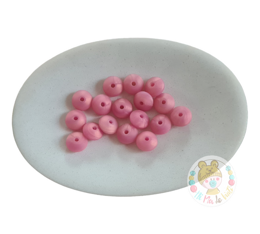 12mm Lentil Beads- Rose Pink Metal