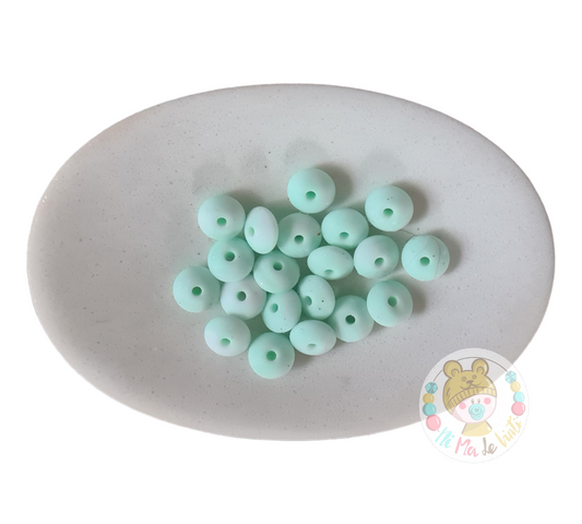 12mm Lentil Beads- Marble Mint