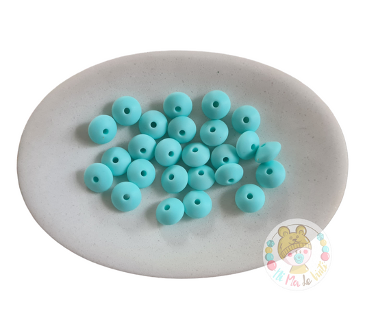 12mm Lentil Beads- Light Turquoise