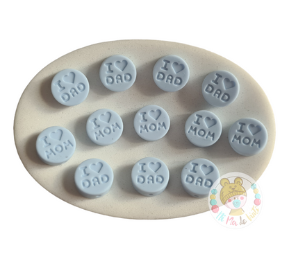 Silicone I love Mom /Dad 18mm beads