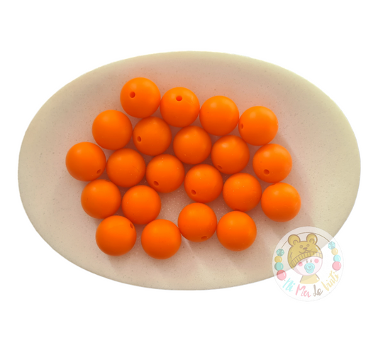Orange 15mm Silicone Beads