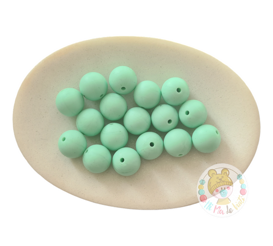 Marble Mint 15mm Silicone Beads