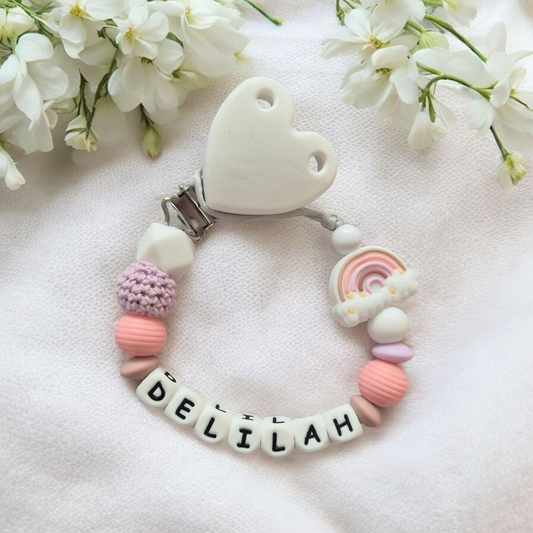 Sweetie Rainbow Clip Personalised Baby Dummy Clip