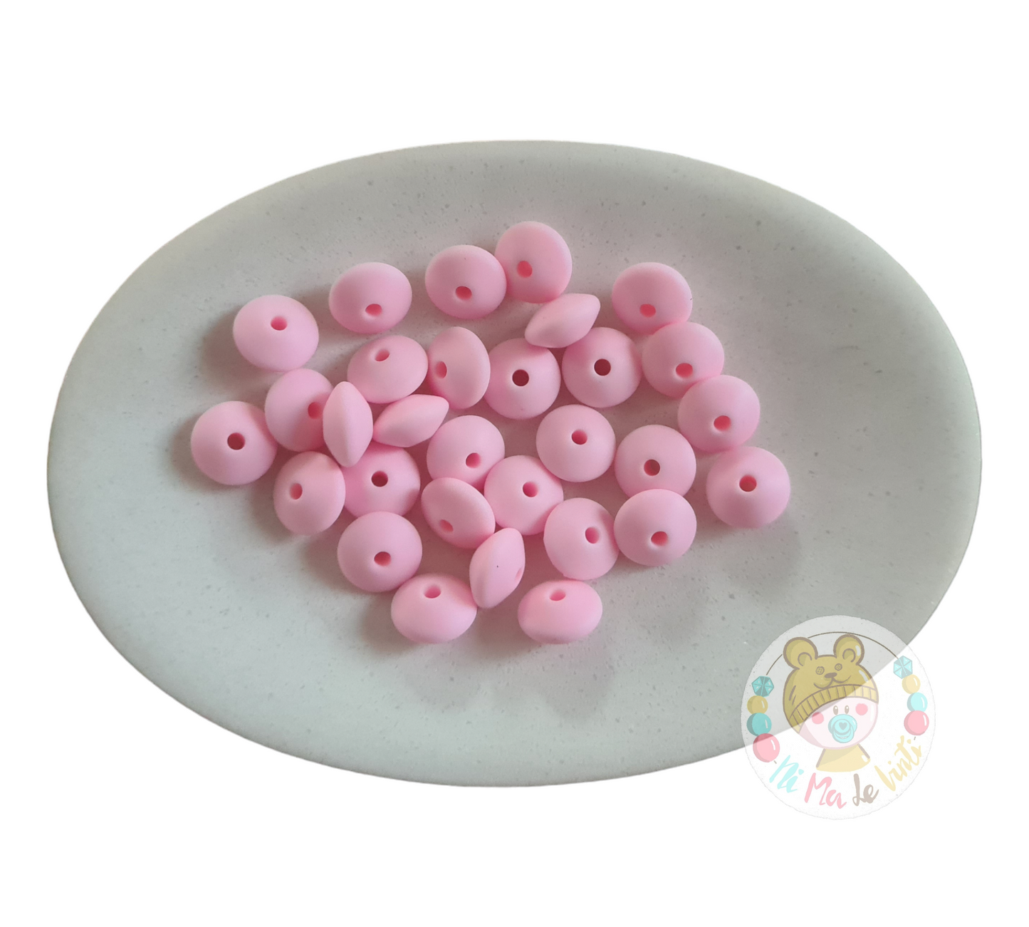 12mm Lentil Beads- Rose Quartz