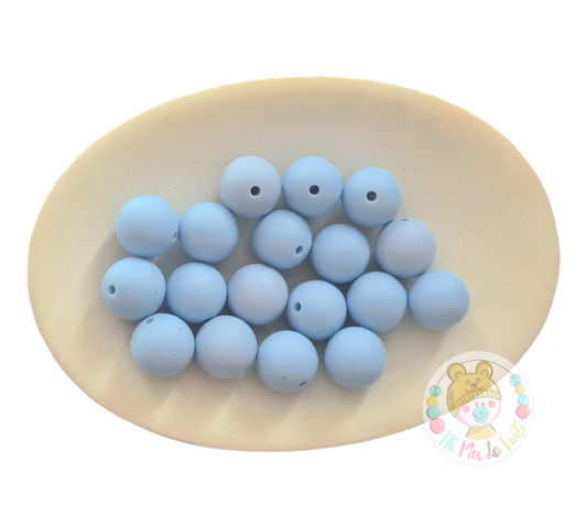 Light Blue 15mm Silicone Beads