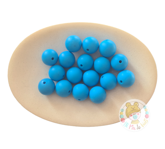 Sky Blue 15mm Silicone Beads