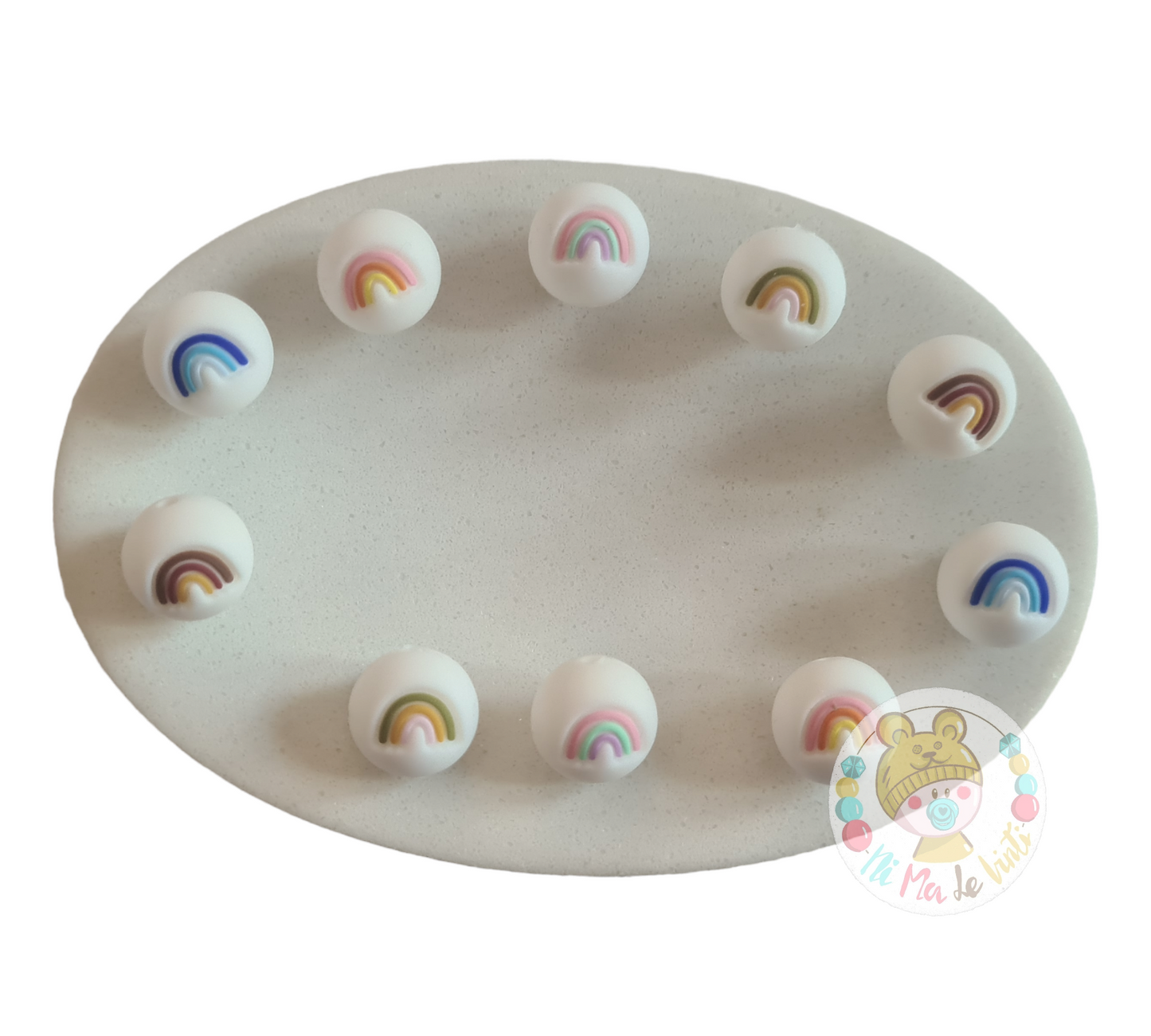 Rainbow Silicone Beads - 15mm
