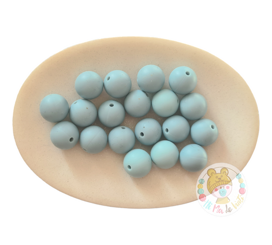 Dusty Blue 15mm Silicone Beads