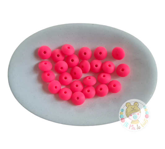 12mm Lentil Beads- Shocking Pink