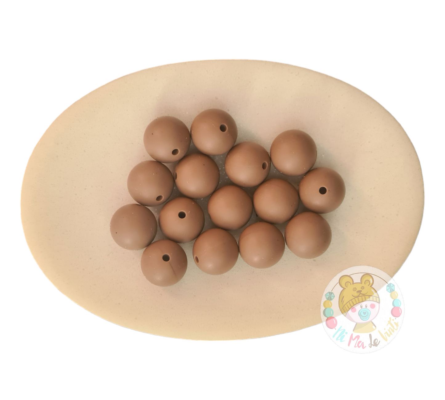 Light Brown 15mm Silicone Beads
