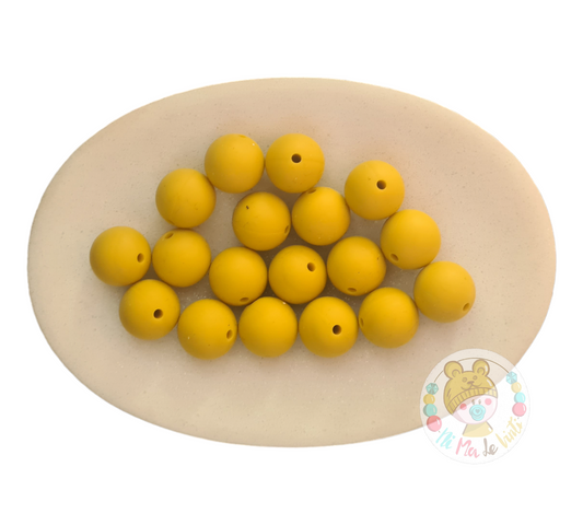 Mustard 15mm Silicone Beads