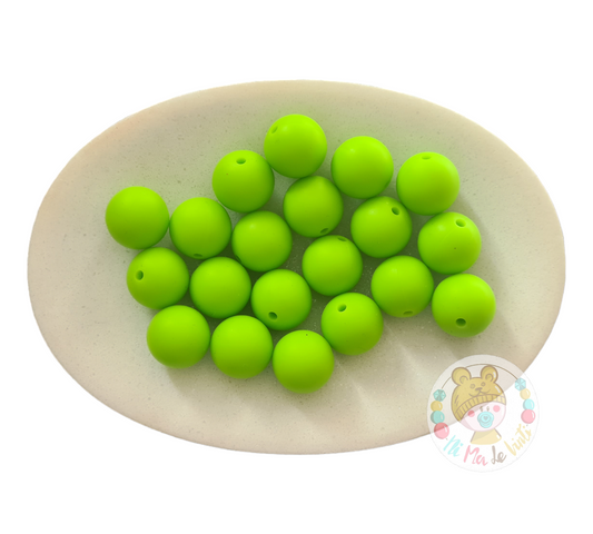 Green 15mm Silicone Beads