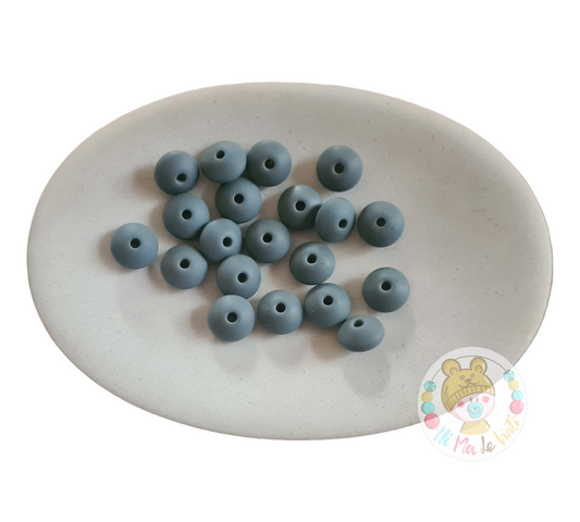 12mm Lentil Beads- Dark Grey