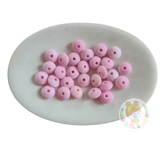 12mm Lentil Beads- Marble Pink