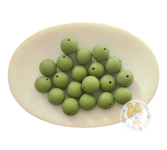 Army Green 15mm Silicone Beads