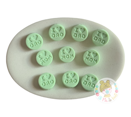 Silicone I love Mom /Dad 18mm beads