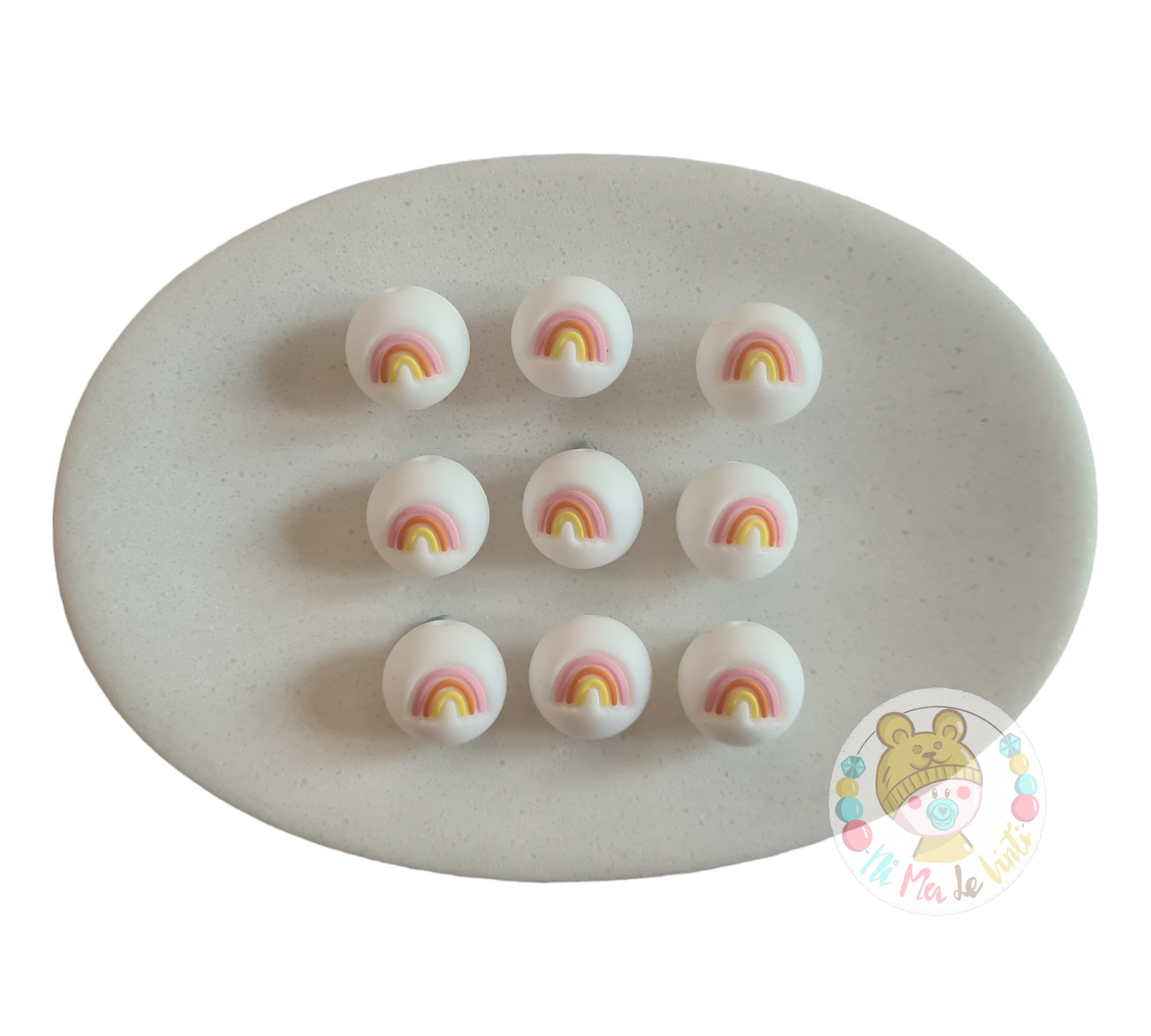 Rainbow Silicone Beads - 15mm