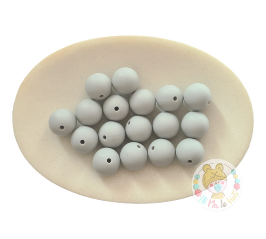 Light Grey 15mm Silicone Beads